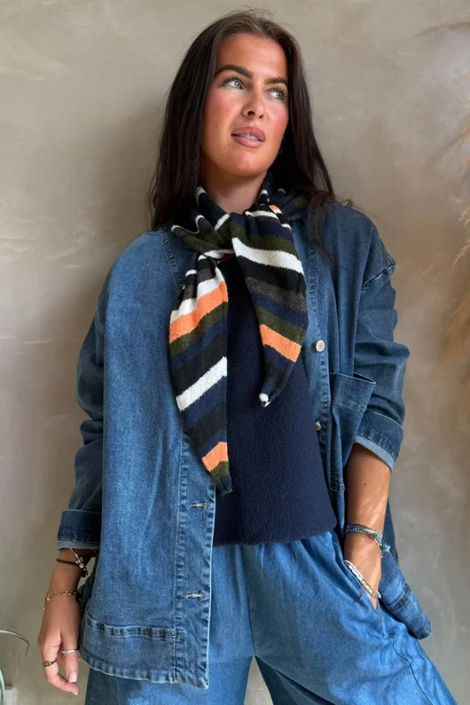 Jonti Stripe Knit Neckerchief Scarf 5